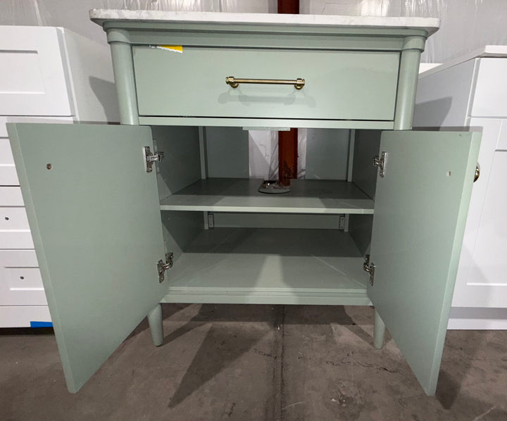 allen + roth Rian 30-in Sea green Undermount Single Sink Bathroom Vanity with White Engineered Stone Top (Open Box)