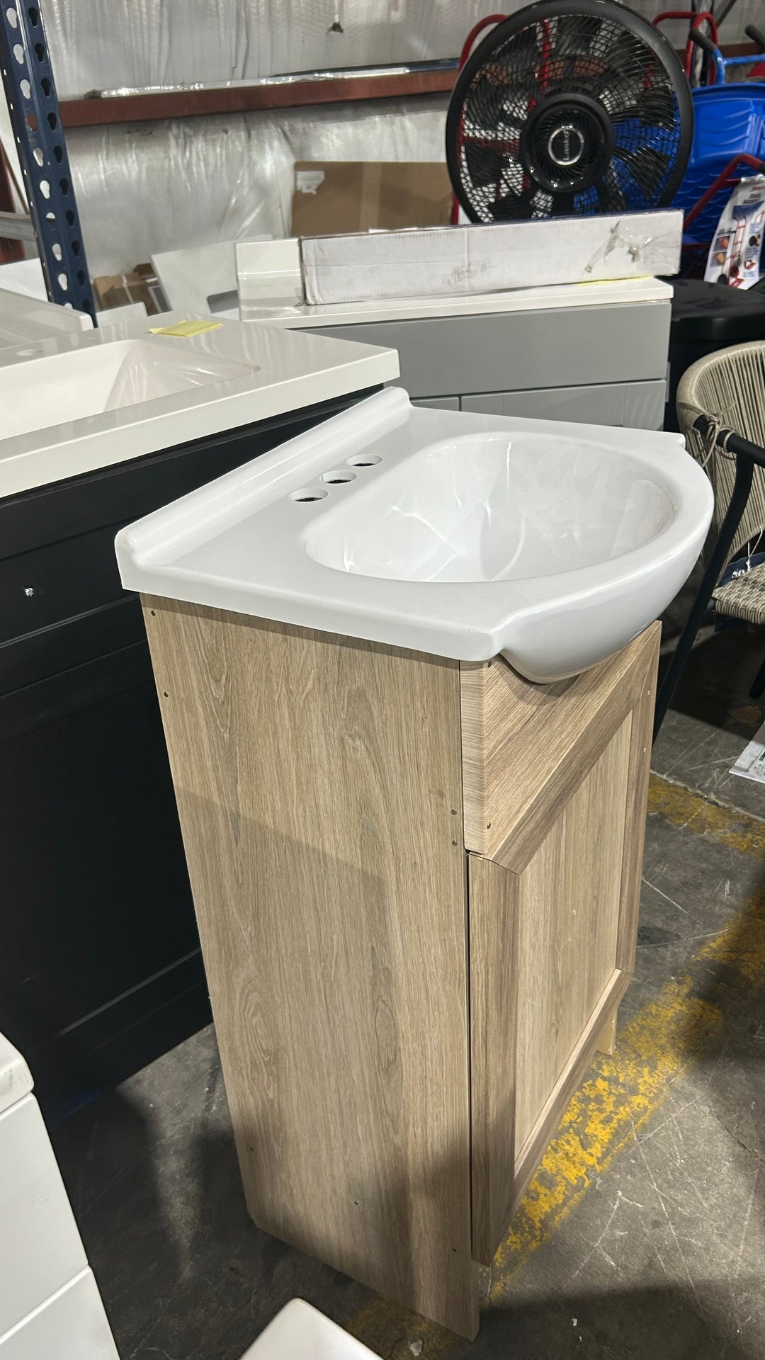 Project Source Euro 18-in Sandstone Single Sink Bathroom Vanity with White Cultured Marble Top (open box)