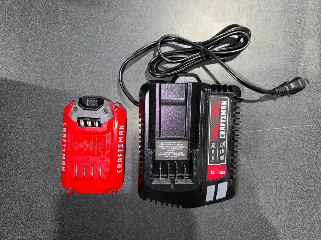 Taladro percutor inalámbrico CRAFTSMAN V20 de 1/2 pulg. y 20 voltios máx., variable (incluye 1 batería y cargador) (caja abierta)