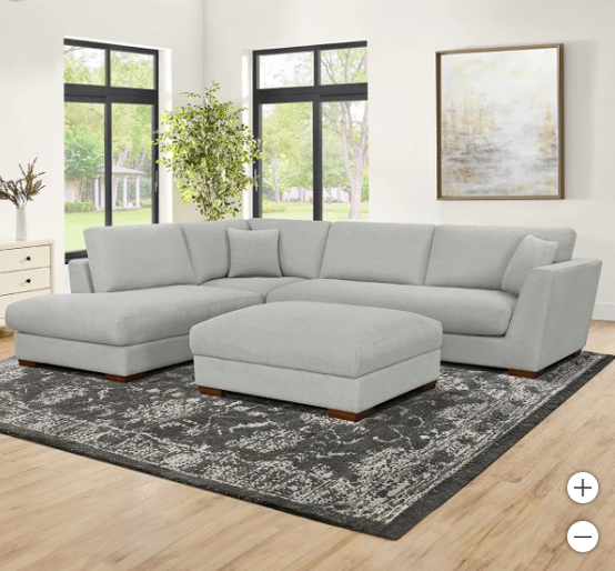 Henredon Larkin House Deep Seating Fabric Sectional with Storage Ottoman