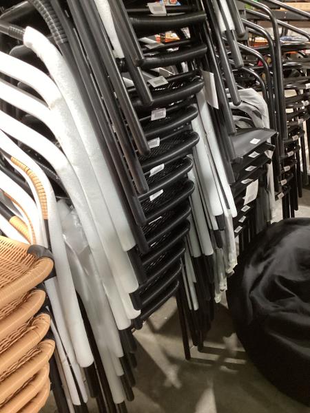 Lot # 2173 Flash Furniture Rattan Stack Chair, Black $43