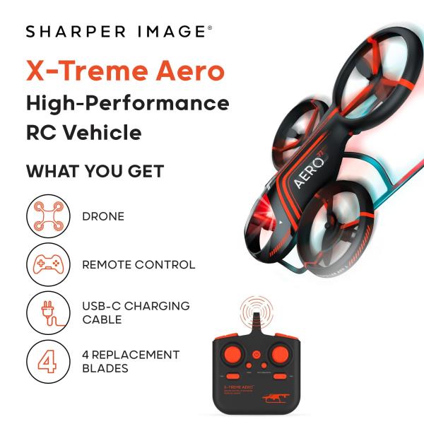 Lot # 429 Sharper Image® X-Treme Aero Mini Drone, 4.6" RC Stunt Helicopter, 2.4 GHz Long Range Remote Control, Quiet Indoor & Outdoor Toy, Lightweight Durable, Kids & Adult Beginner Pocket Drone, Small Gift
