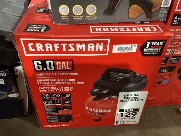 Lot # 1510 6 Gal Pancake Air Compressor, Oil Free $194