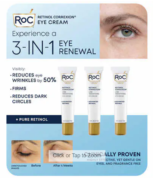 RoC Line Smoothing Eye Cream, 0.6 Fluid Ounce (Pack of 3)