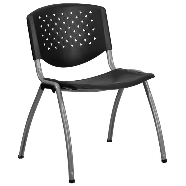 Lot # 2111 Flash Furniture Black Plastic Stack Chair $129