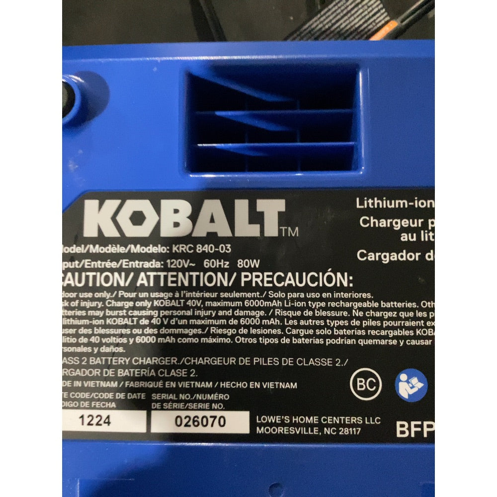 Lot # 994 Kobalt Battery Charger $40.00