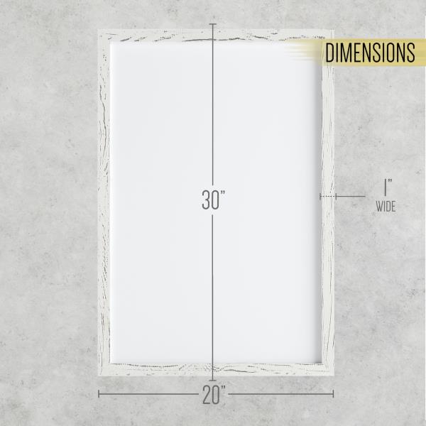 Lot # 2038 HBCY Creations Wall Mount Whitewashed White Board - 20"x30" - Dry Erase Marker, 4 Magnets, Eraser - Wood Frame - for Kitchen, Classrooms, Restaurant Menus and More!