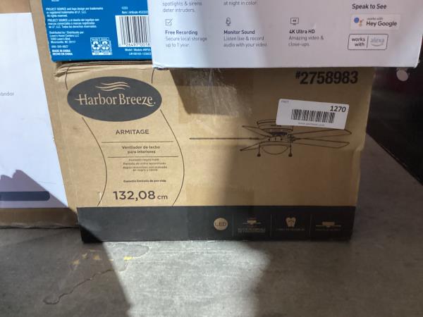 Lot # 1270 Harbor Breeze Armitage 52" Ceiling Fan $60