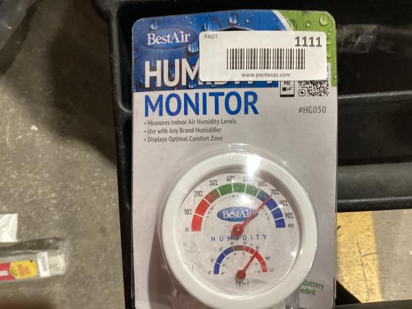 Lot # 1111 BestAir HG050-PDQ-4 Hygrometer, Humidistat Humidity Monitor, Single Pack