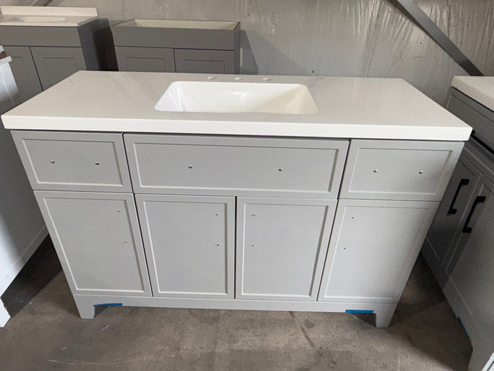 Style Selections Potter 48-in Light Gray Single Sink Bathroom Vanity with White Cultured Marble Top (OPEN BOX)