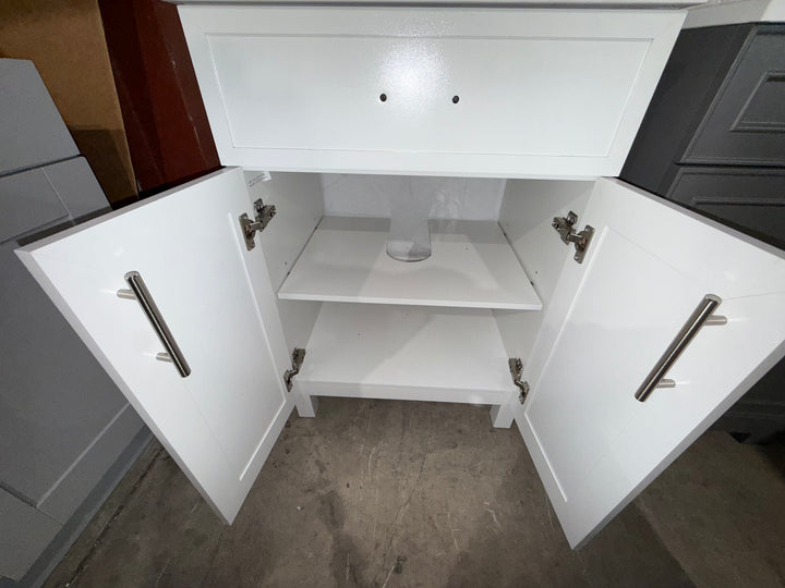Style Selections Dolton 24-in True White Undermount Single Sink Bathroom Vanity with White Engineered Stone Top