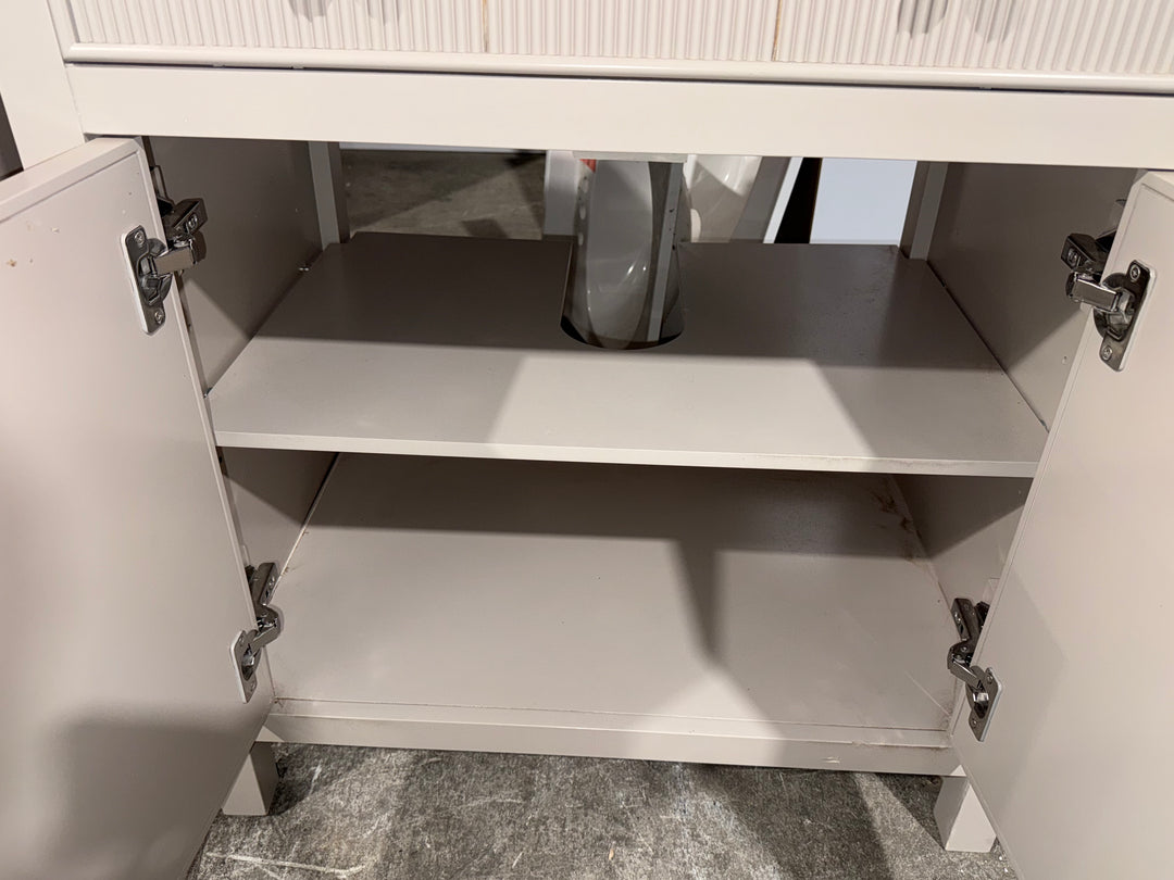 allen + roth Sandbanks 30-in Flaxen Greige Undermount Single Sink Bathroom Vanity with White Engineered Stone Top Damaged
