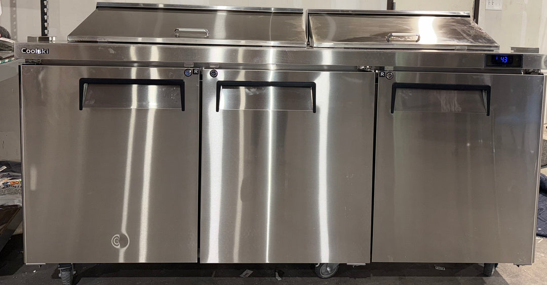 Coolski 72.7’’ Stainless Steel Salad Bar Refrigerator 3 Door