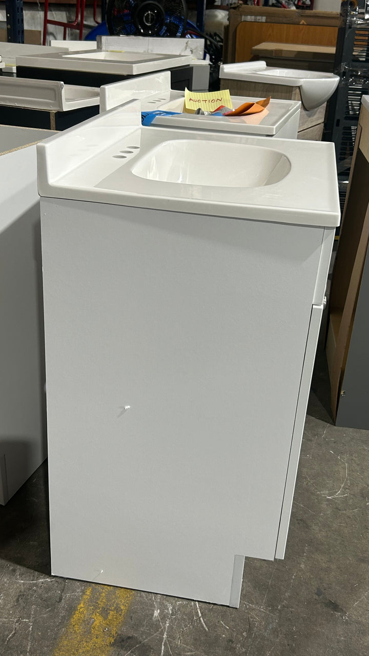 Project Source Dover 24-in True White Single Sink Bathroom Vanity with White Cultured Marble Top (open box)