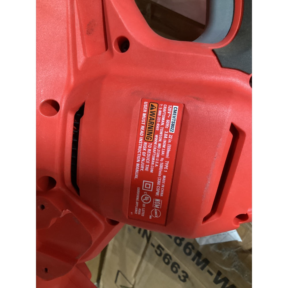 Lot # 1448 CRAFTSMAN CMEHTS802Z Hedge Trimmer - 22-inch Blade, 3.8A Corded, Red