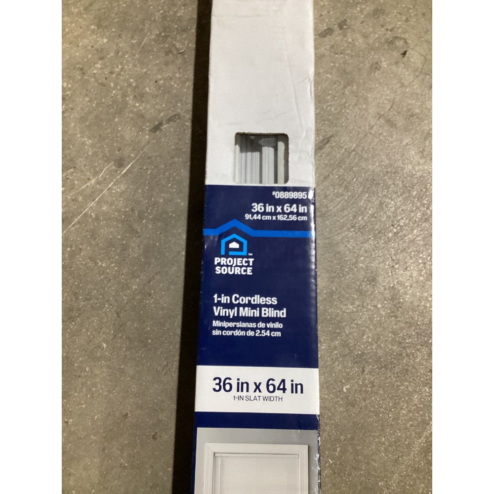 Lot # 1427 Project Source 1-in Cordless Vinyl Mini Blind, 36 x 64 in, White