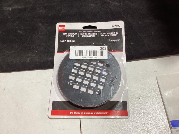 Lot # 209 Oatey Universal 4-1/4 in. Round Snap-Tite Shower Strainer, Matte Black
