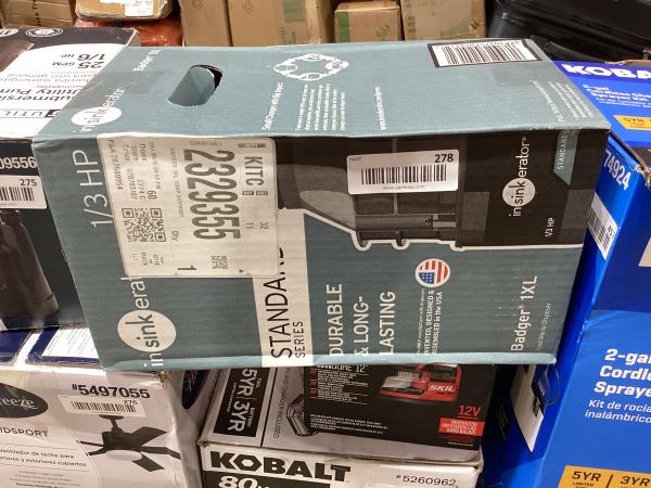 Lot # 278  InSinkErator 1XL Garbage Disposal 1/3HP $124