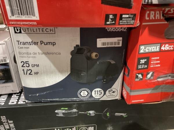 Lot # 844 Utilitech 0.5-HP Iron Electric Utility Pump $80