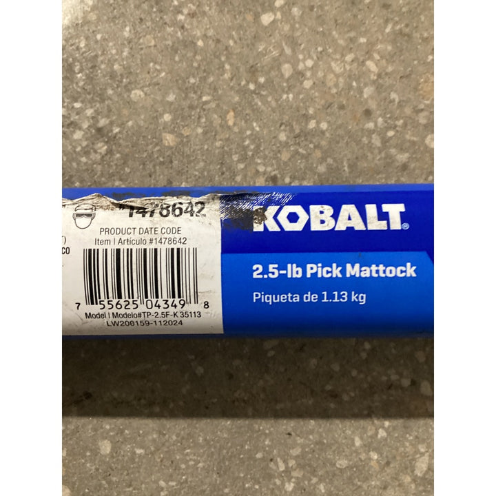 Lot # 1299 KOBALT 2.5-lb Pick Mattock Model TP-2.5F-K 35113, Dual-Purpose Head, Durable Handle, Blue