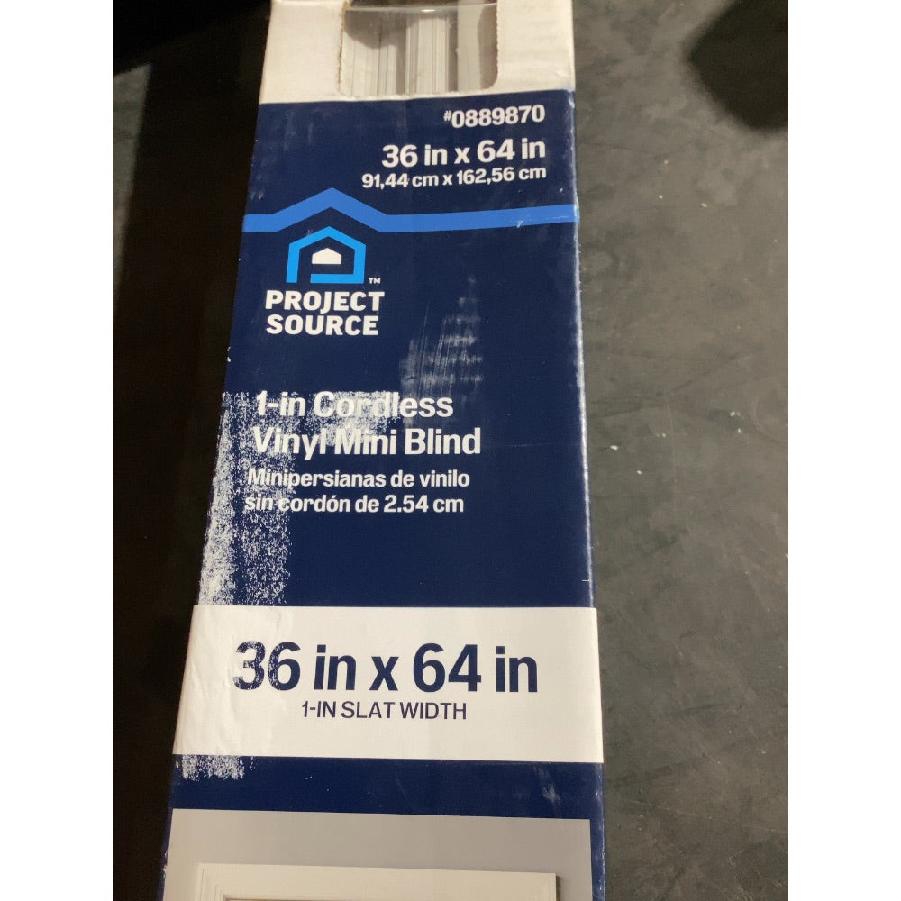 Lot # 1096 Project Source 1in cordless vinyl blinds 36x64