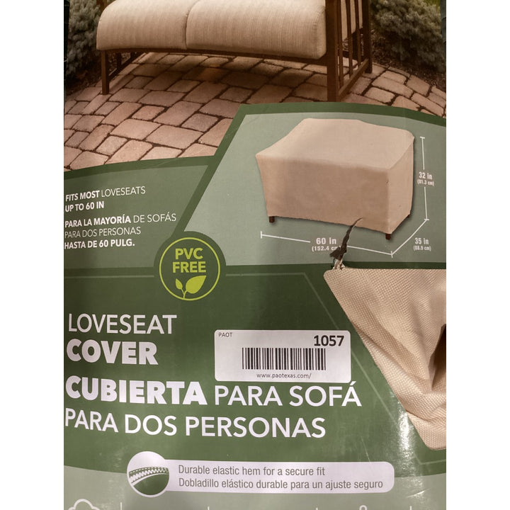Lot # 1057 PAOT Loveseat Cover 1057 - Fits up to 60 Inches, PVC Free, Durable Elastic Hem, Weather Resistant, Beige