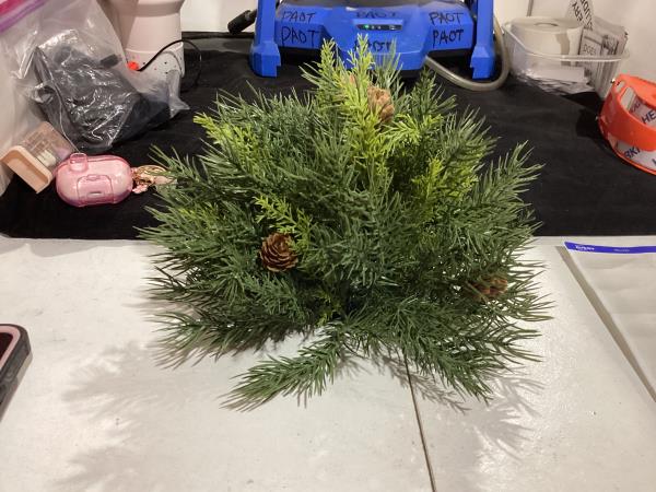 Lot # 594 Melrose Pine Half Orb Artificial Christmas Bush with Pinecones - 7"" - Set of 2, Green