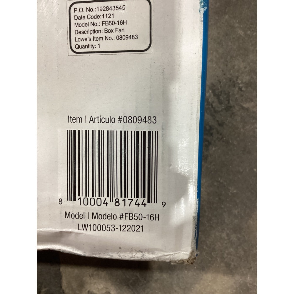 Lot # 100 Utilitech 20-in Indoor Box Fan $24