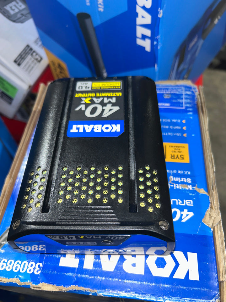 Soplador de hojas portátil a batería Kobalt Gen4 de 40 voltios, 520 CFM, 120 MPH, 4 Ah (batería y cargador incluidos) (caja abierta)