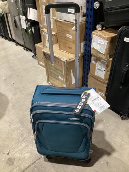 Lot # 1612 American Tourister Burst Max Quatro Softside Spinner Luggage, Deep Blue