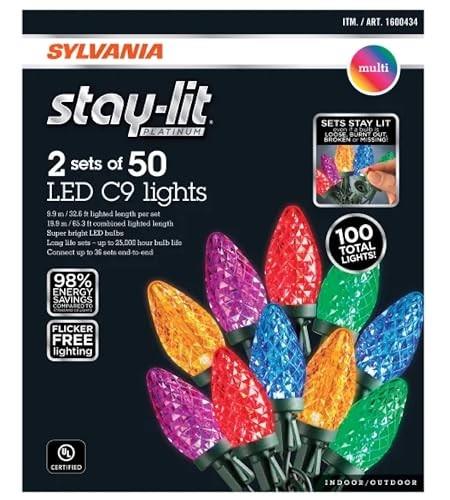 Sylvania 2 x 50 C9 LED Christmas Lights - Multicolour (new)