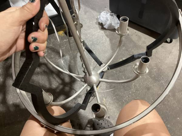 Lot # 626 Unbranded  Used Orb Chandelier BNBlack 6 Light Sockets  $180