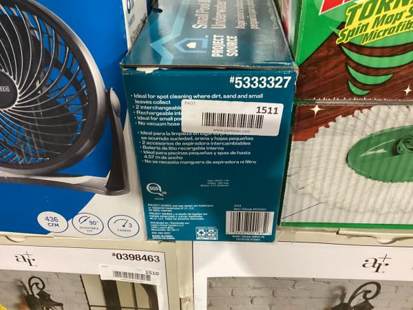 Lot # 1511 Project Source 6.5-in Handheld Pool Vacuum $100