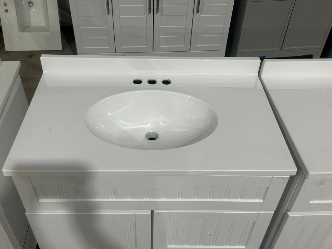 Style Selections Ellenbee 30-in White Single sink Bathroom Vanity with White Cultured marble Top (damaged)