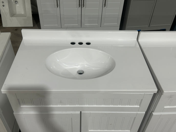 Style Selections Ellenbee 30-in White Single sink Bathroom Vanity with White Cultured marble Top (damaged)