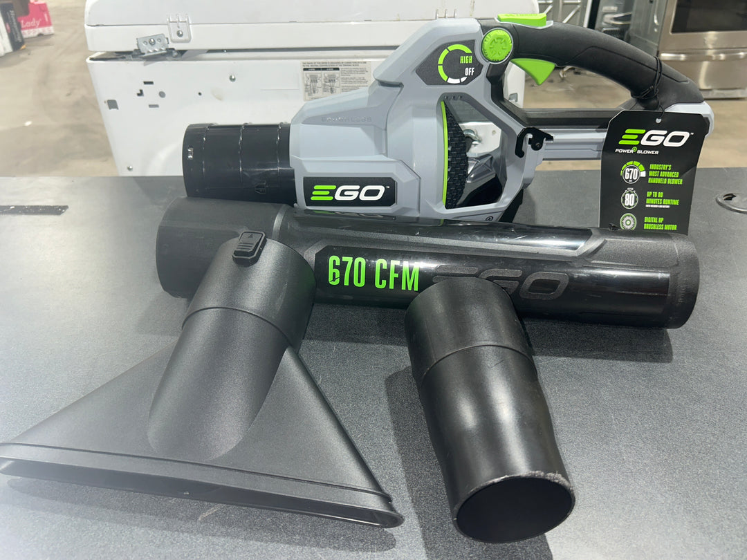 Soplador de hojas portátil a batería EGO POWER+ de 56 voltios, 670 CFM y 180 MPH (herramienta básica) (usado)