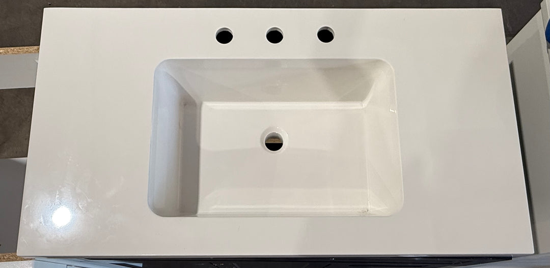 Style Selections Cauley 30-in Black Single Sink Bathroom Vanity with White Cultured Marble Top (damaged)