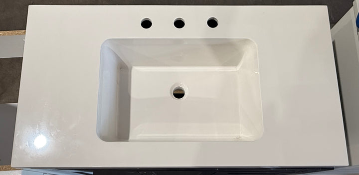Style Selections Cauley 30-in Black Single Sink Bathroom Vanity with White Cultured Marble Top (damaged)