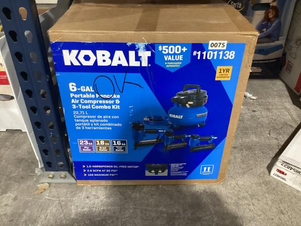 Kobalt 6-Gallon Portable Electric 150 PSI Pancake Air Compressor with Accessories Included