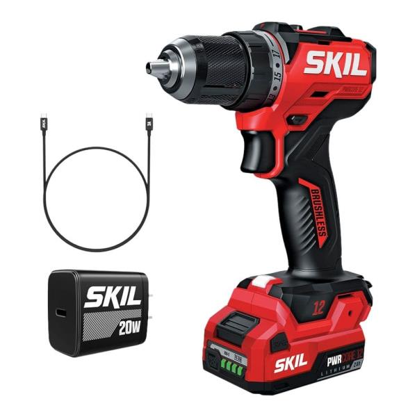 SKIL PWR CORE 12-volt 1/2-in Keyless Brushless Cordless Drill (1-Battery and Charger Included) (OPEN BOX)