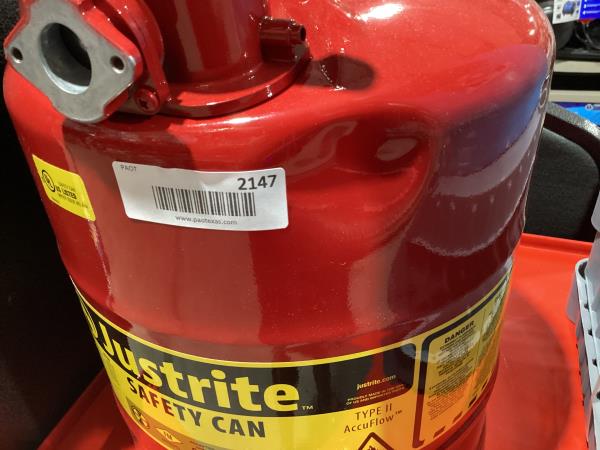 Lot # 2147 justrite safety can $123