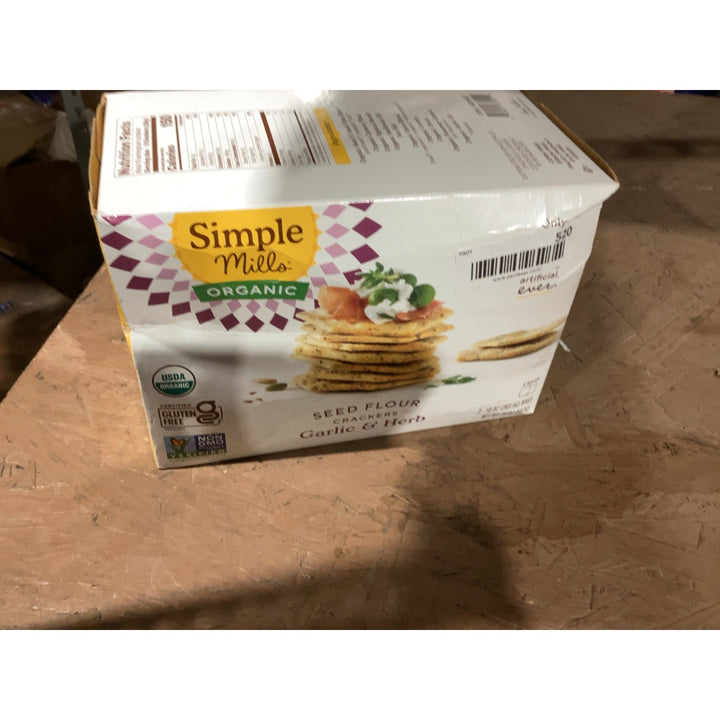 Lot # 520 Simple Mills Organic Seed Flour Crackers, Garlic & Herb - Gluten-Free, Non-GMO, USDA Organic