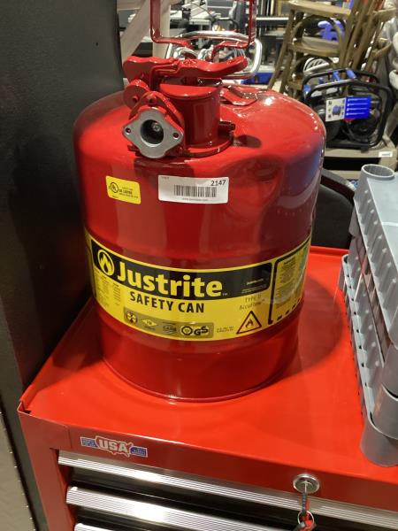 Lot # 2147 justrite safety can $123