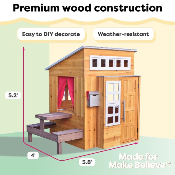 Lot # 1928 KidKraft Modern Outdoor Wooden Playhouse with Picnic Table, Mailbox and Outdoor Grill ,Gift for Ages 3+