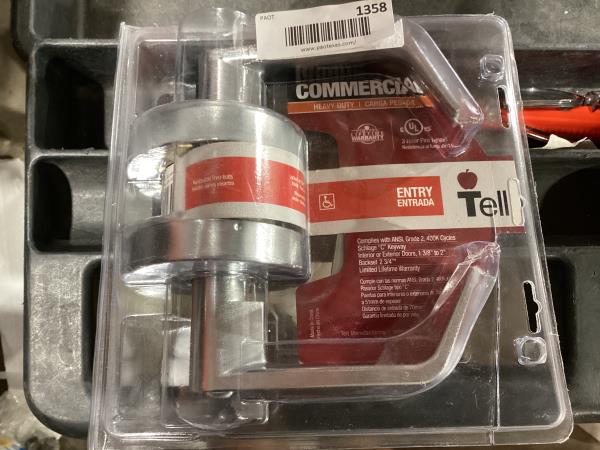 Lot # 1358 Tell Cortland Keyed Door Lever Satin Chrome $72.50