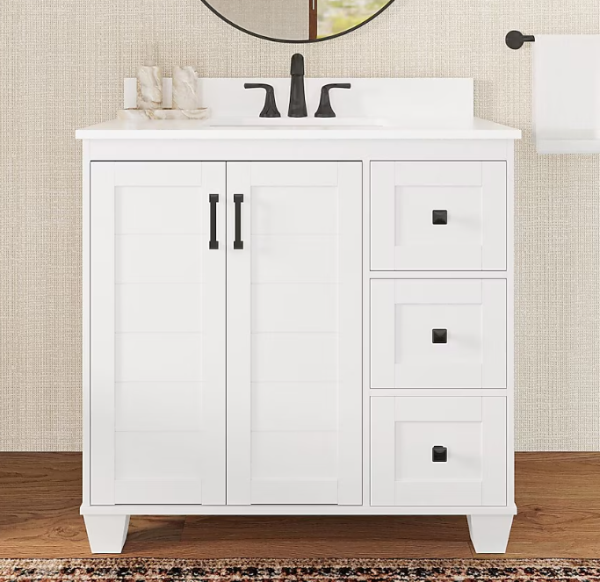 Lot # 2220 allen + roth 36in White Sink Bathroom Vanity $699