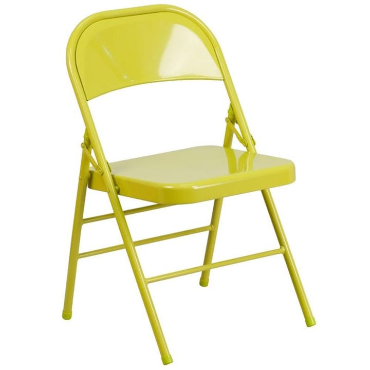 Lot # 1557 Flash Furniture HERCULES COLORBURST Series Twisted Citron Triple Braced & Double Hinged Metal Folding Chair