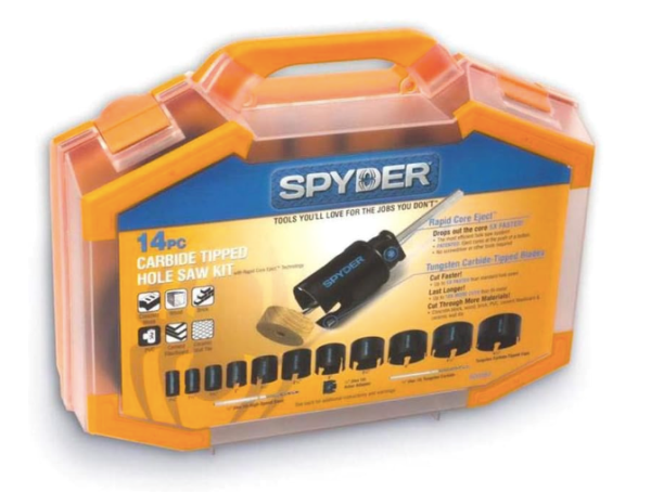 Lot # 595 Spyder 14PC Carbide Tipped Hole Saw Kit $124