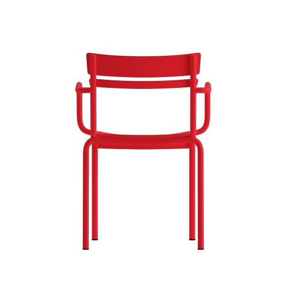 Lot # 1955 Flash Furniture Nash Commercial Grade Steel Stack Chair, Indoor-Outdoor Arm Chair with 2 Slat Back, Red