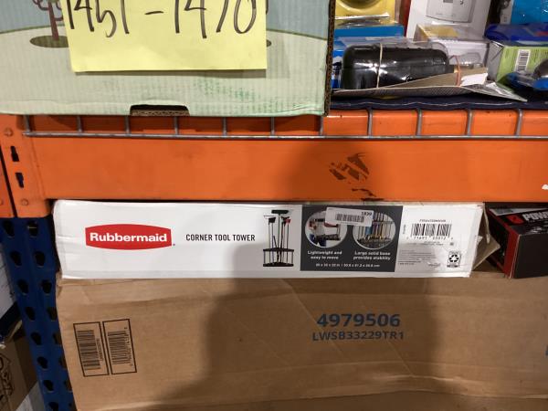 Lot # 1839 Rubbermaid Plastic Garage Corner Tool Tower Rack, Easy to Assemble, Organizes up to 30 Long-Handled Tools/Rakes/ Brooms/Shovles for Home/House/Outdoor/Sheds